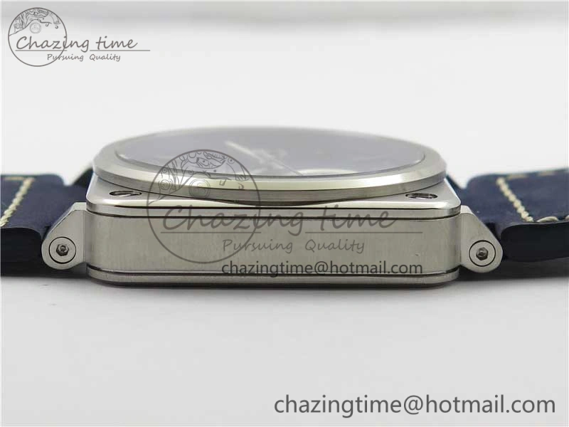 EasyCare BR03-97 Automatic Power Reserve SS Blue Dial on Blue Leather Strap A23J (Free Nylon) 5170