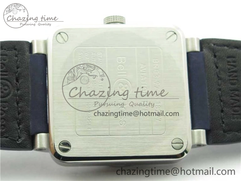 EasyCare BR03-97 Automatic Power Reserve SS Blue Dial on Blue Leather Strap A23J (Free Nylon) 5170