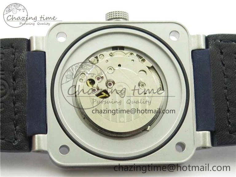 EasyCare BR03-97 Automatic Power Reserve SS Blue Dial on Blue Leather Strap A23J (Free Nylon) 5170