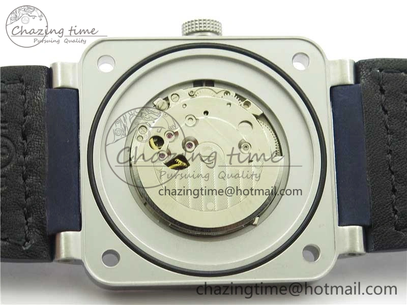 EasyCare BR03-97 Automatic Power Reserve SS Blue Dial on Blue Leather Strap A23J (Free Nylon) 5170