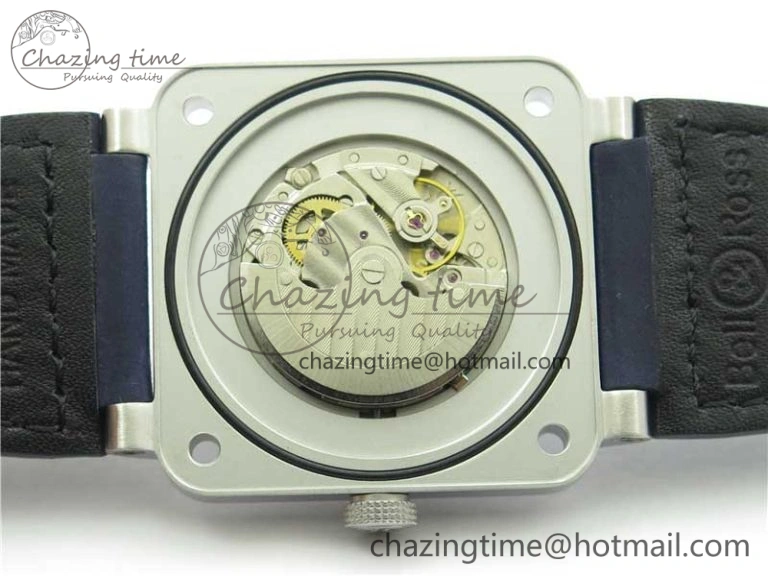 EasyCare BR03-97 Automatic Power Reserve SS Blue Dial on Blue Leather Strap A23J (Free Nylon) 5170