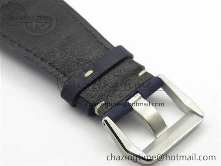 EasyCare BR03-97 Automatic Power Reserve SS Blue Dial on Blue Leather Strap A23J (Free Nylon) 5170