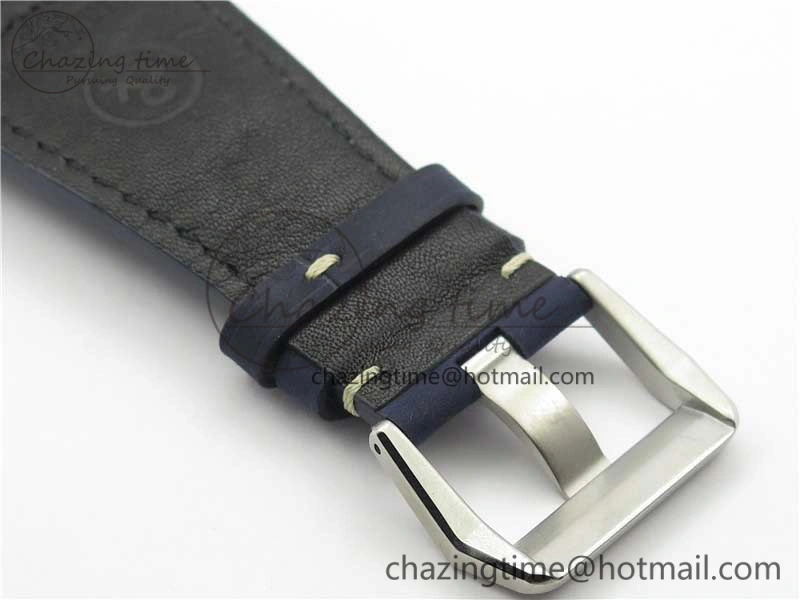 EasyCare BR03-97 Automatic Power Reserve SS Blue Dial on Blue Leather Strap A23J (Free Nylon) 5170