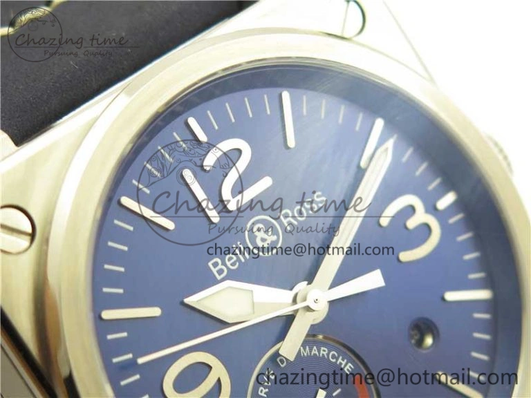 EasyCare BR03-97 Automatic Power Reserve SS Blue Dial on Blue Leather Strap A23J (Free Nylon) 5170