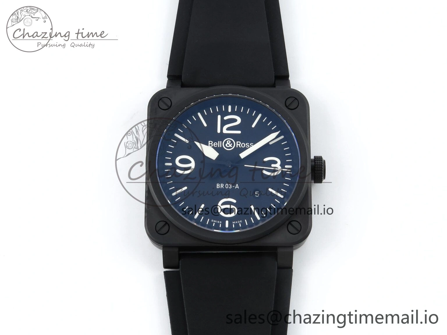 BR03-A 42MM M+F 1:1 Best Edition Black Dial on Black Rubber Strap A Refined 5155