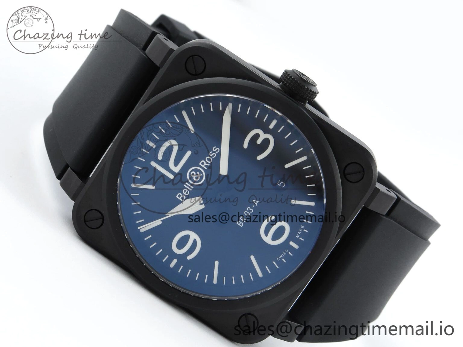BR03-A 42MM M+F 1:1 Best Edition Black Dial on Black Rubber Strap A Refined 5155