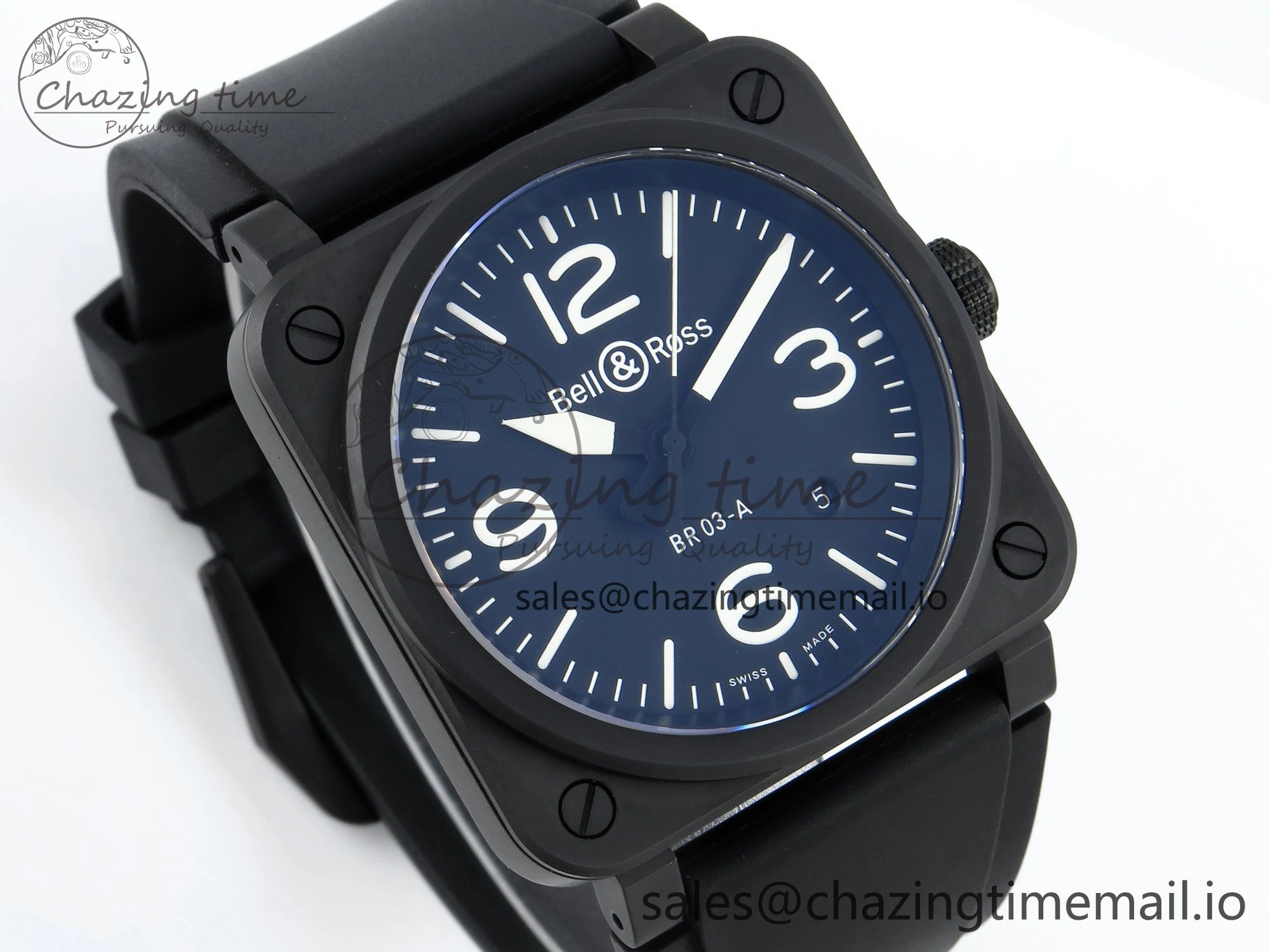 BR03-A 42MM M+F 1:1 Best Edition Black Dial on Black Rubber Strap A Refined 5155
