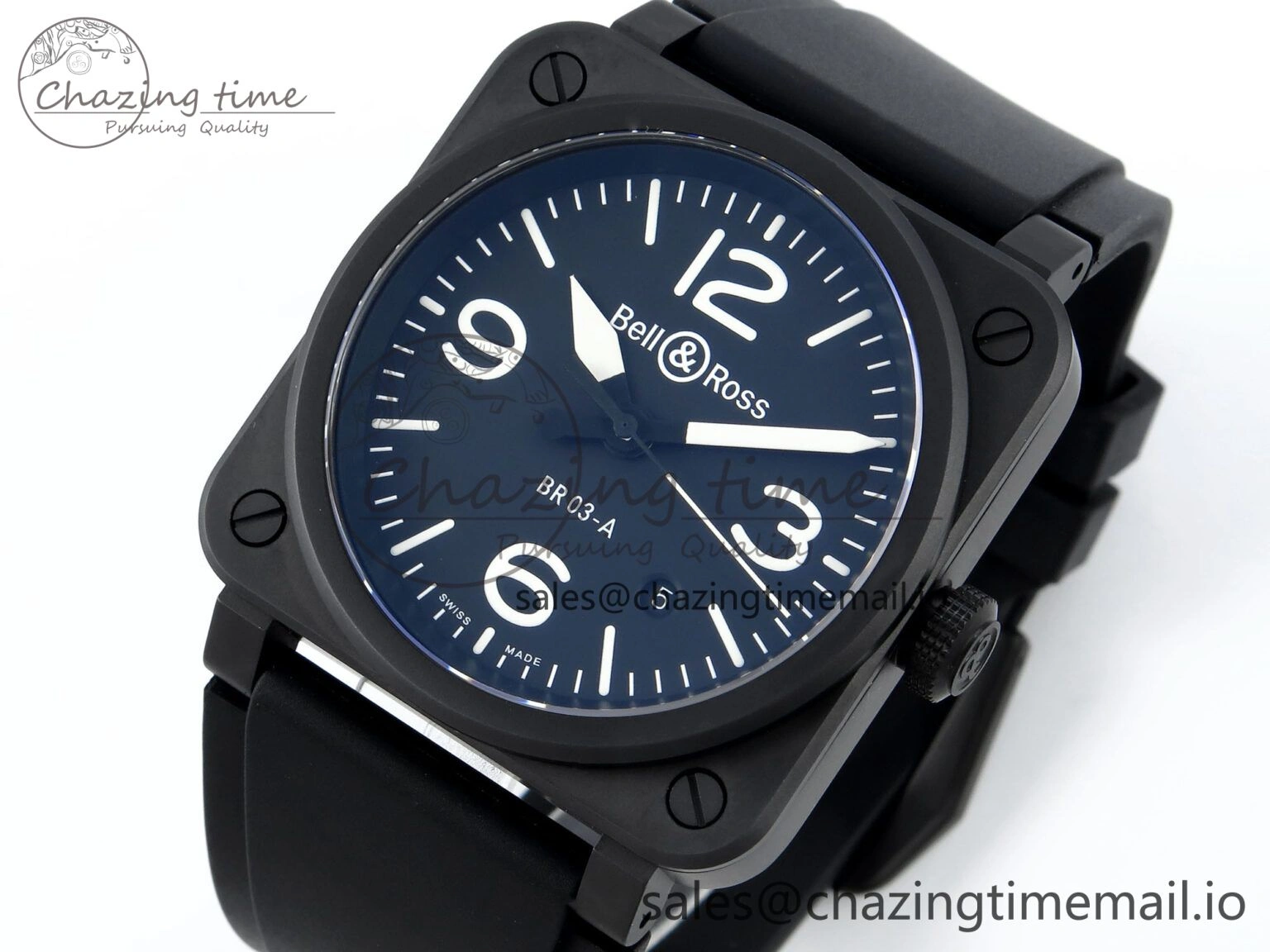 BR03-A 42MM M+F 1:1 Best Edition Black Dial on Black Rubber Strap A Refined 5155