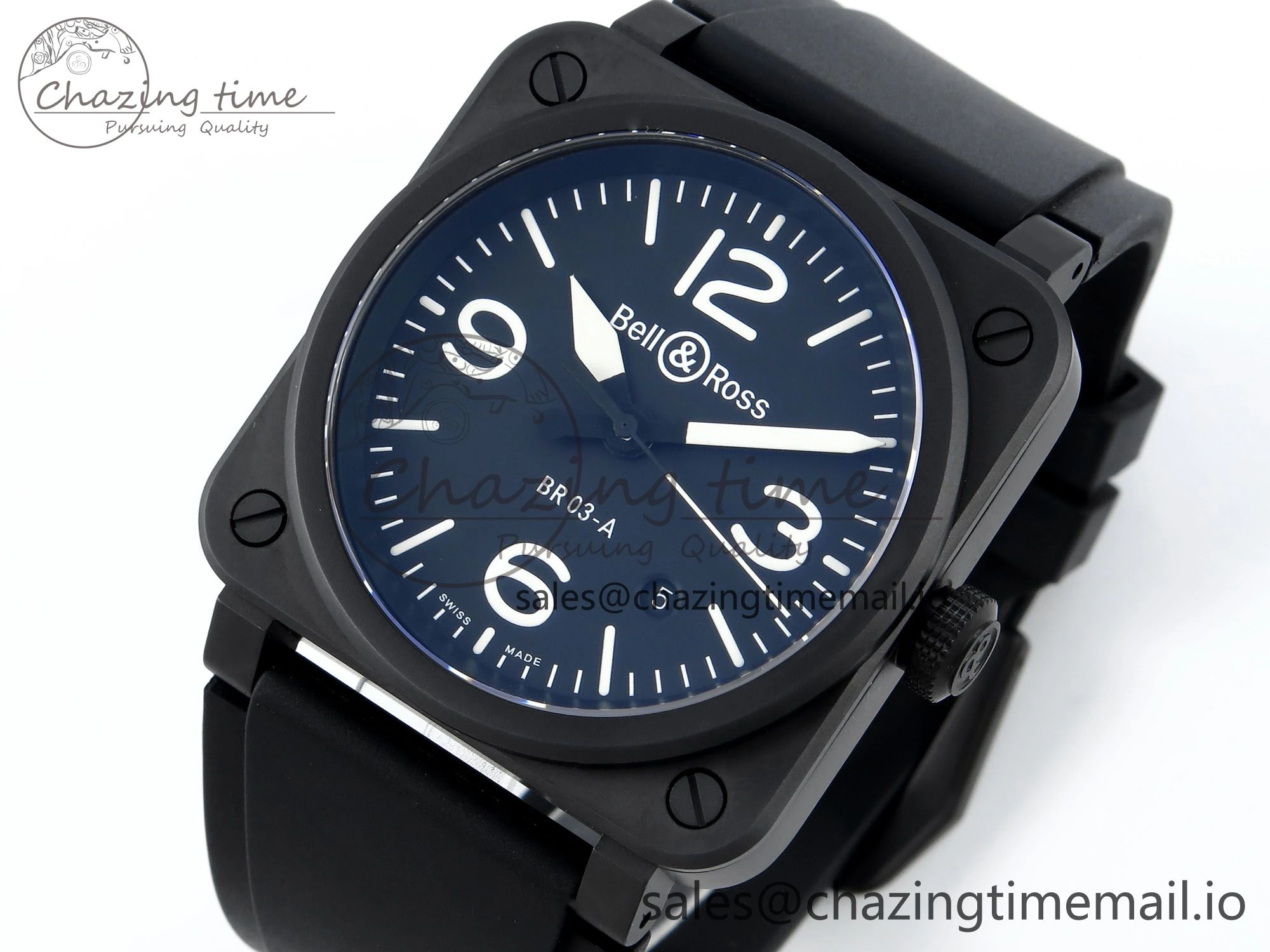 BR03-A 42MM M+F 1:1 Best Edition Black Dial on Black Rubber Strap A Refined 5155