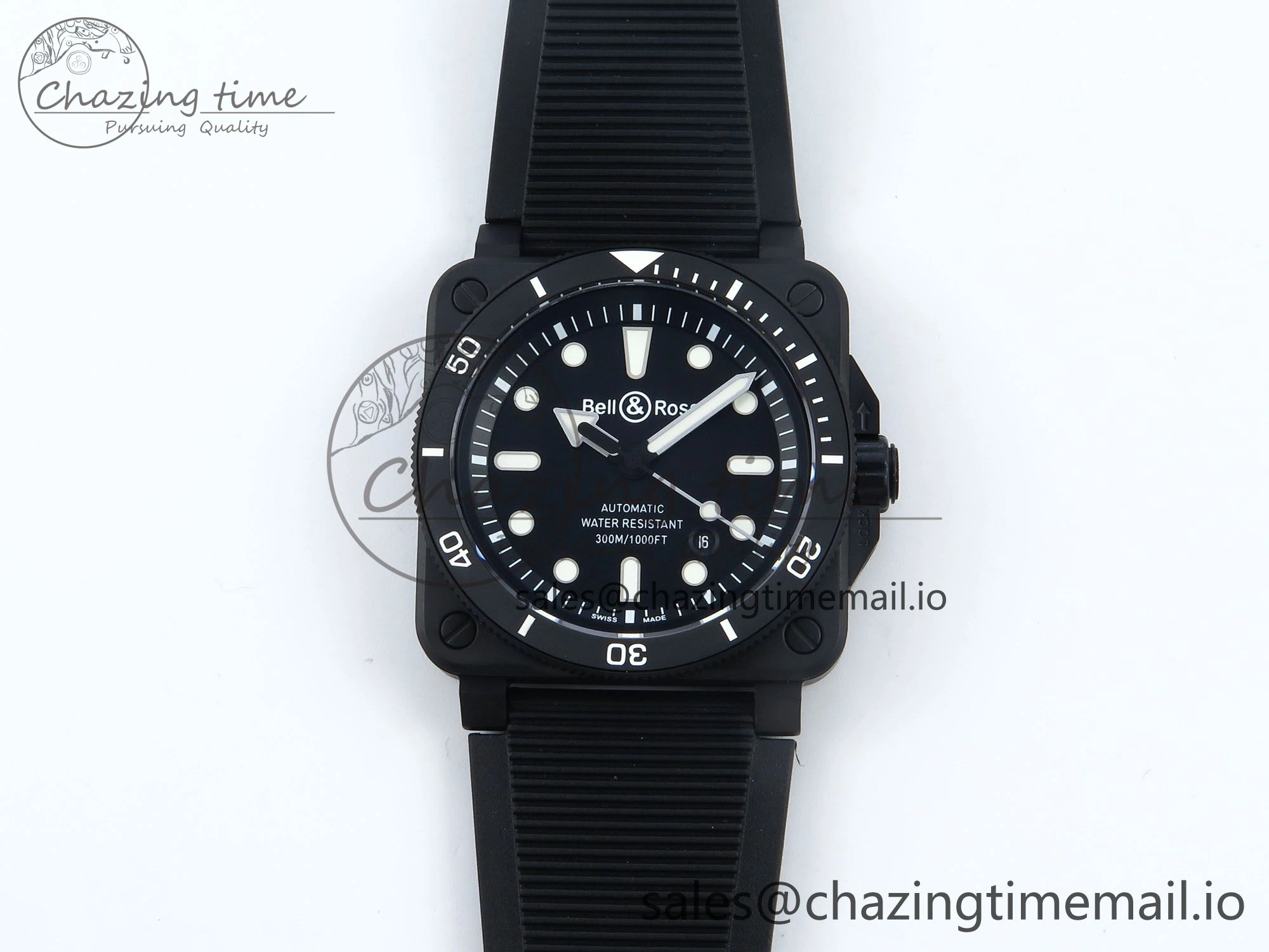 Fashionable BR03 Diver BRF 1:1 Best Edition Black Dial on Black Rubber Strap A 5166