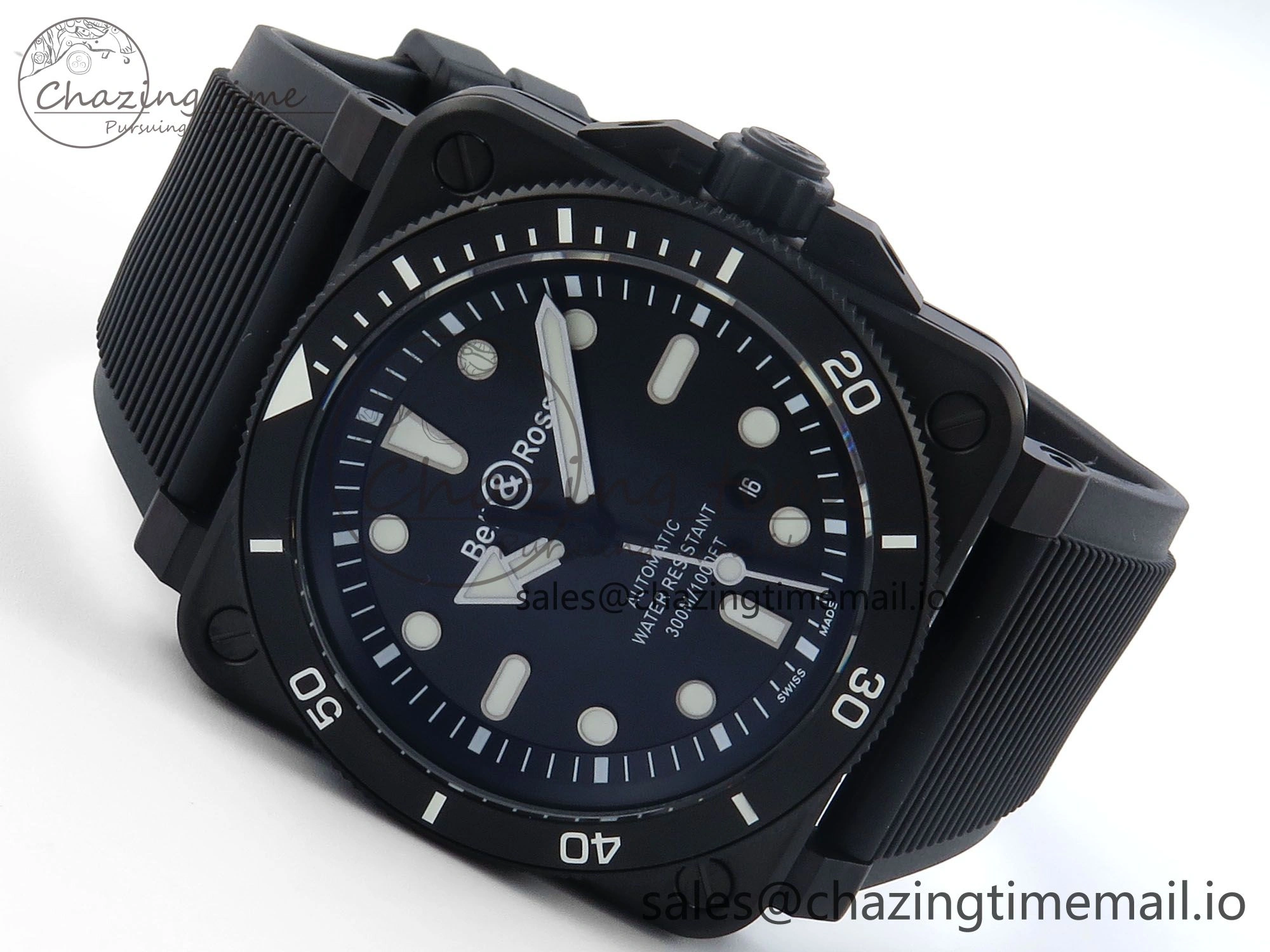 Fashionable BR03 Diver BRF 1:1 Best Edition Black Dial on Black Rubber Strap A 5166