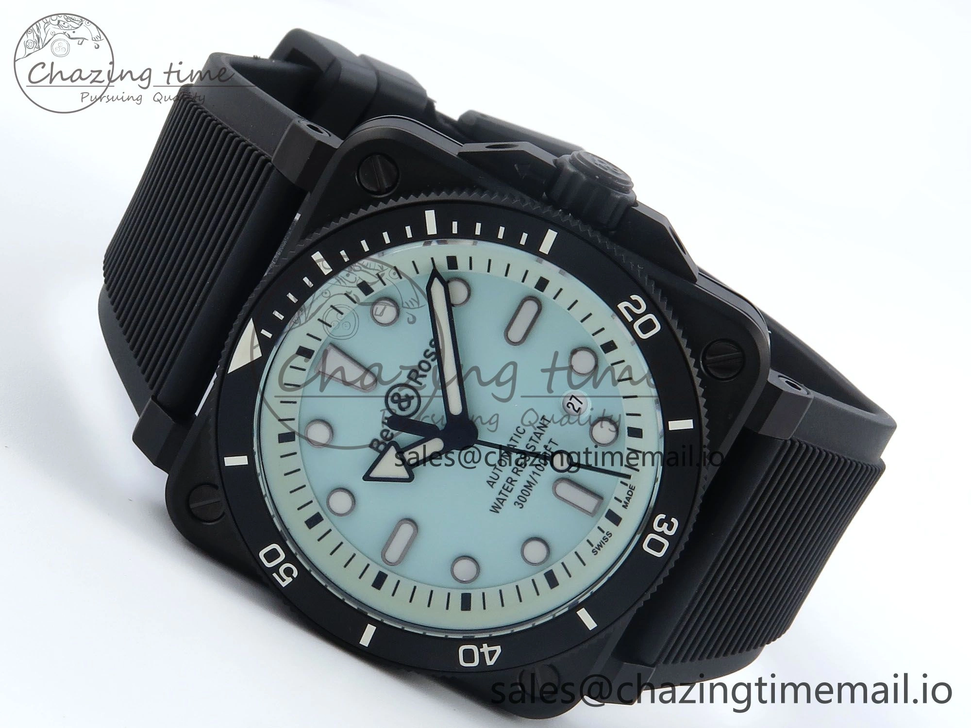 Youthful BR03 Diver BRF 1:1 Best Edition Pale Blue Dial on Black Rubber Strap A 5165