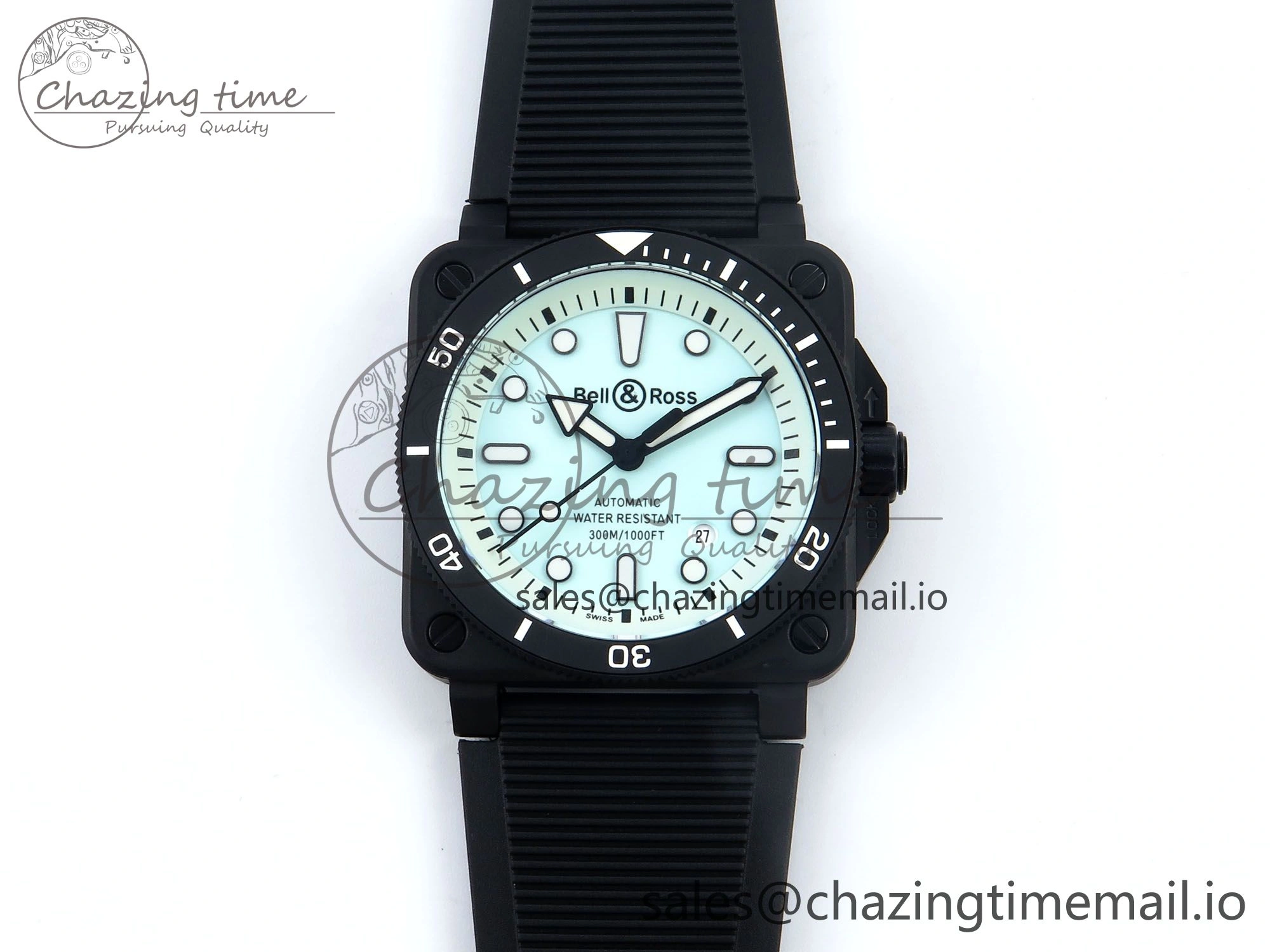 Youthful BR03 Diver BRF 1:1 Best Edition Pale Blue Dial on Black Rubber Strap A 5165