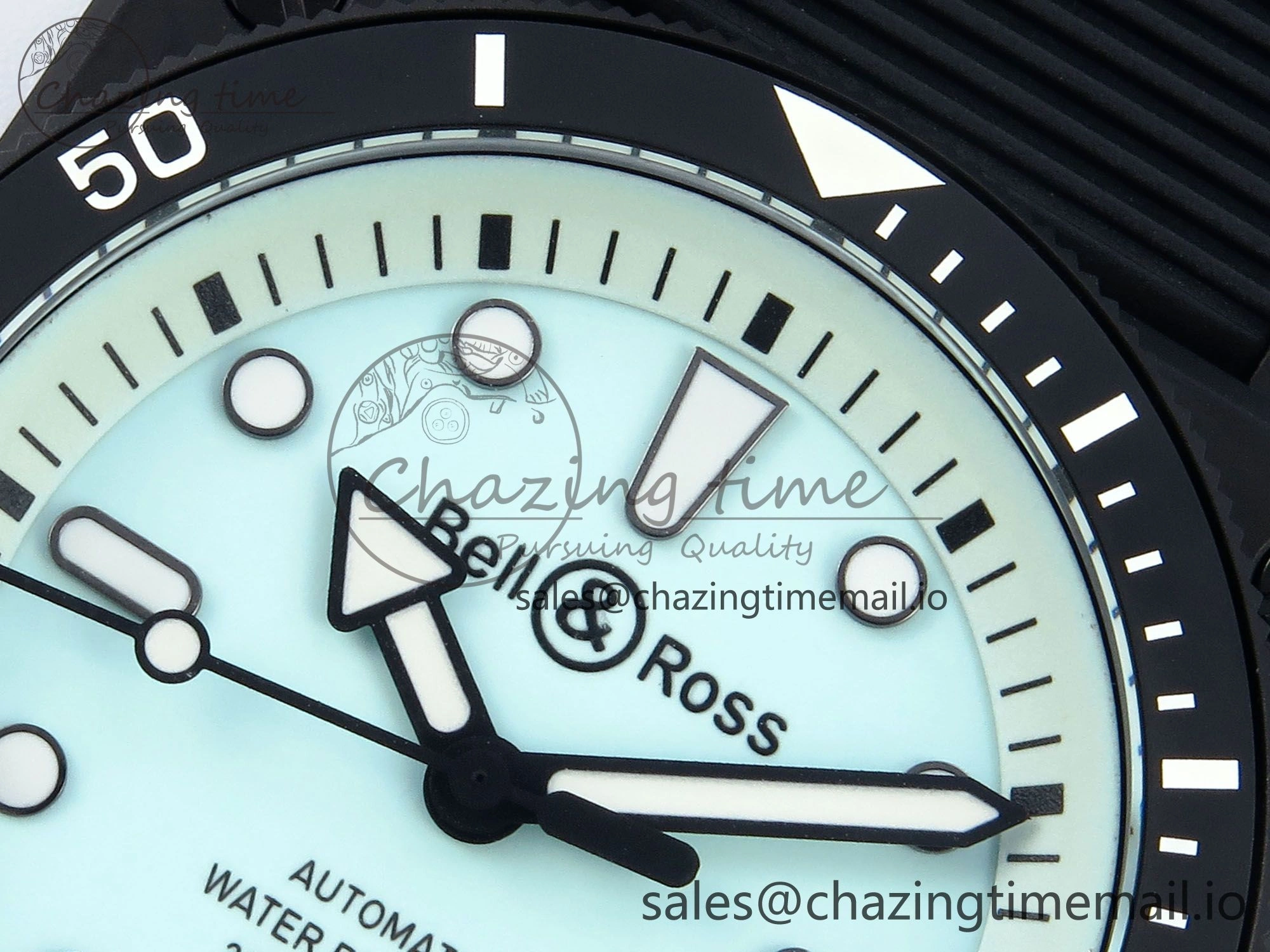 Youthful BR03 Diver BRF 1:1 Best Edition Pale Blue Dial on Black Rubber Strap A 5165