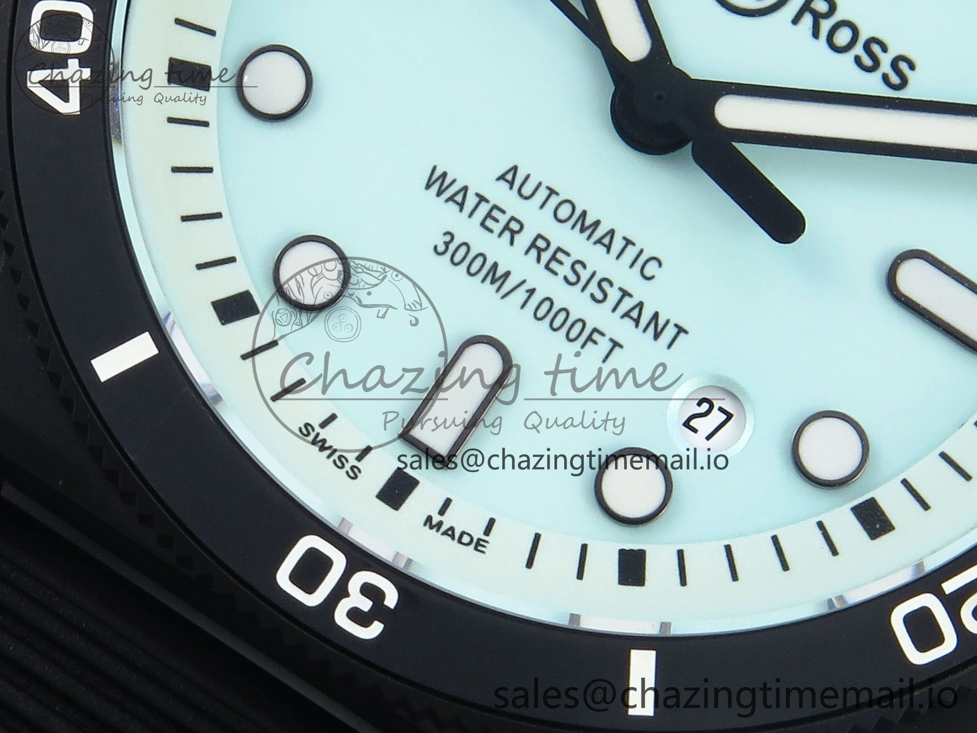 Youthful BR03 Diver BRF 1:1 Best Edition Pale Blue Dial on Black Rubber Strap A 5165