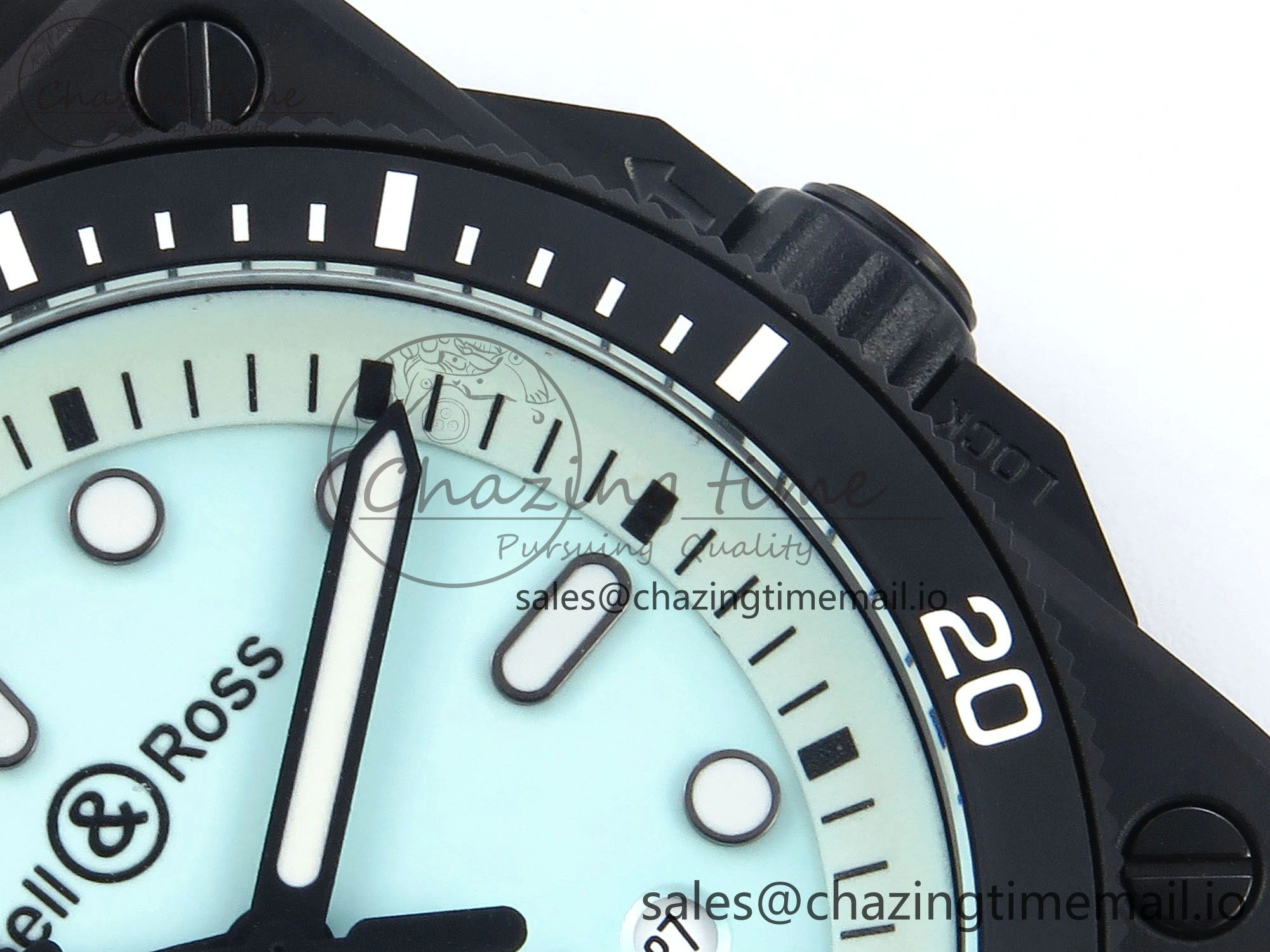 Youthful BR03 Diver BRF 1:1 Best Edition Pale Blue Dial on Black Rubber Strap A 5165