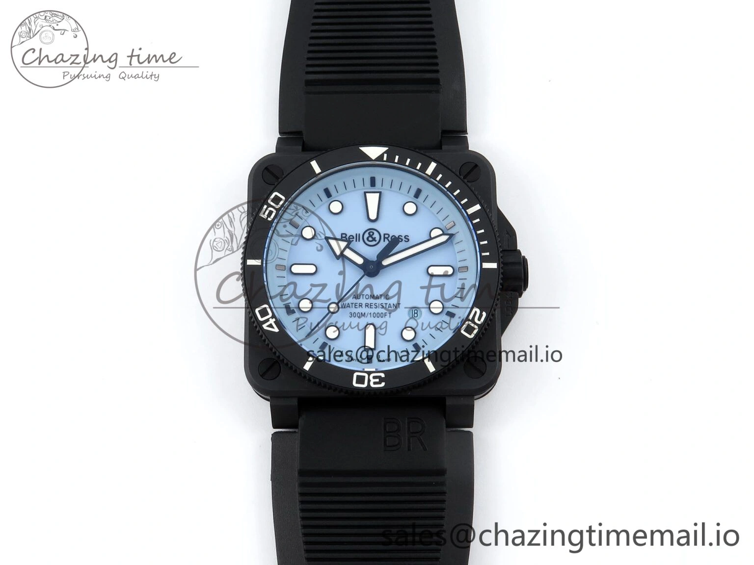 BR03 Full Lume M+F 1:1 Best Edition Blue Dial on Black Rubber Strap A TechFriendly 5151