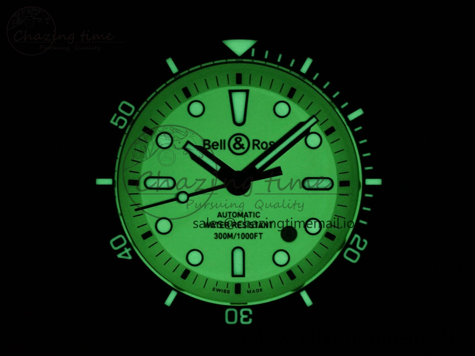BR03 Full Lume M+F 1:1 Best Edition Green Dial on Black Rubber Strap A SoftTouch 5149