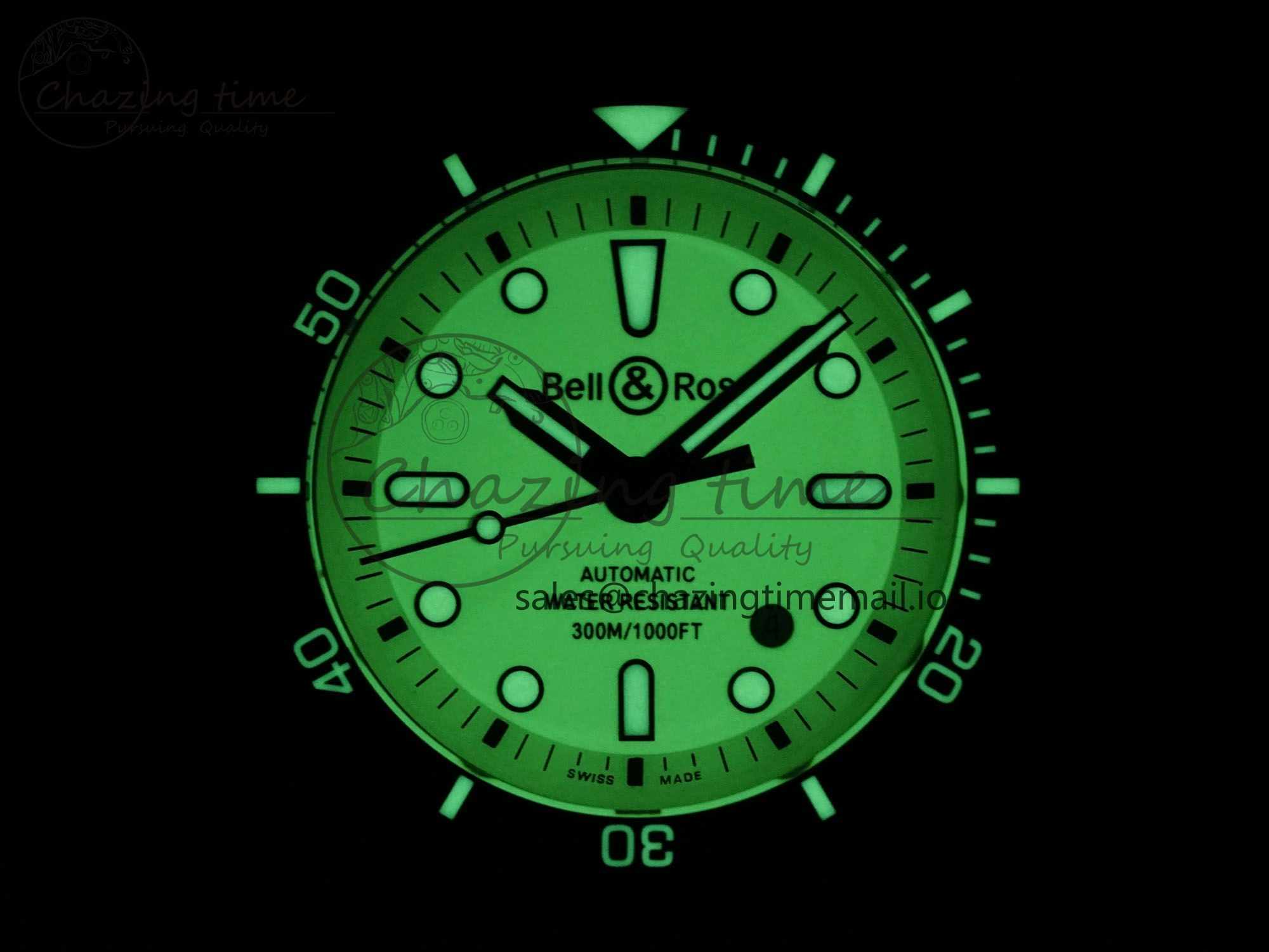 BR03 Full Lume M+F 1:1 Best Edition Green Dial on Black Rubber Strap A SoftTouch 5149