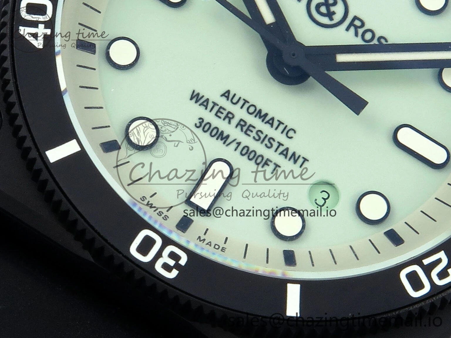 BR03 Full Lume M+F 1:1 Best Edition Green Dial on Black Rubber Strap A SoftTouch 5149