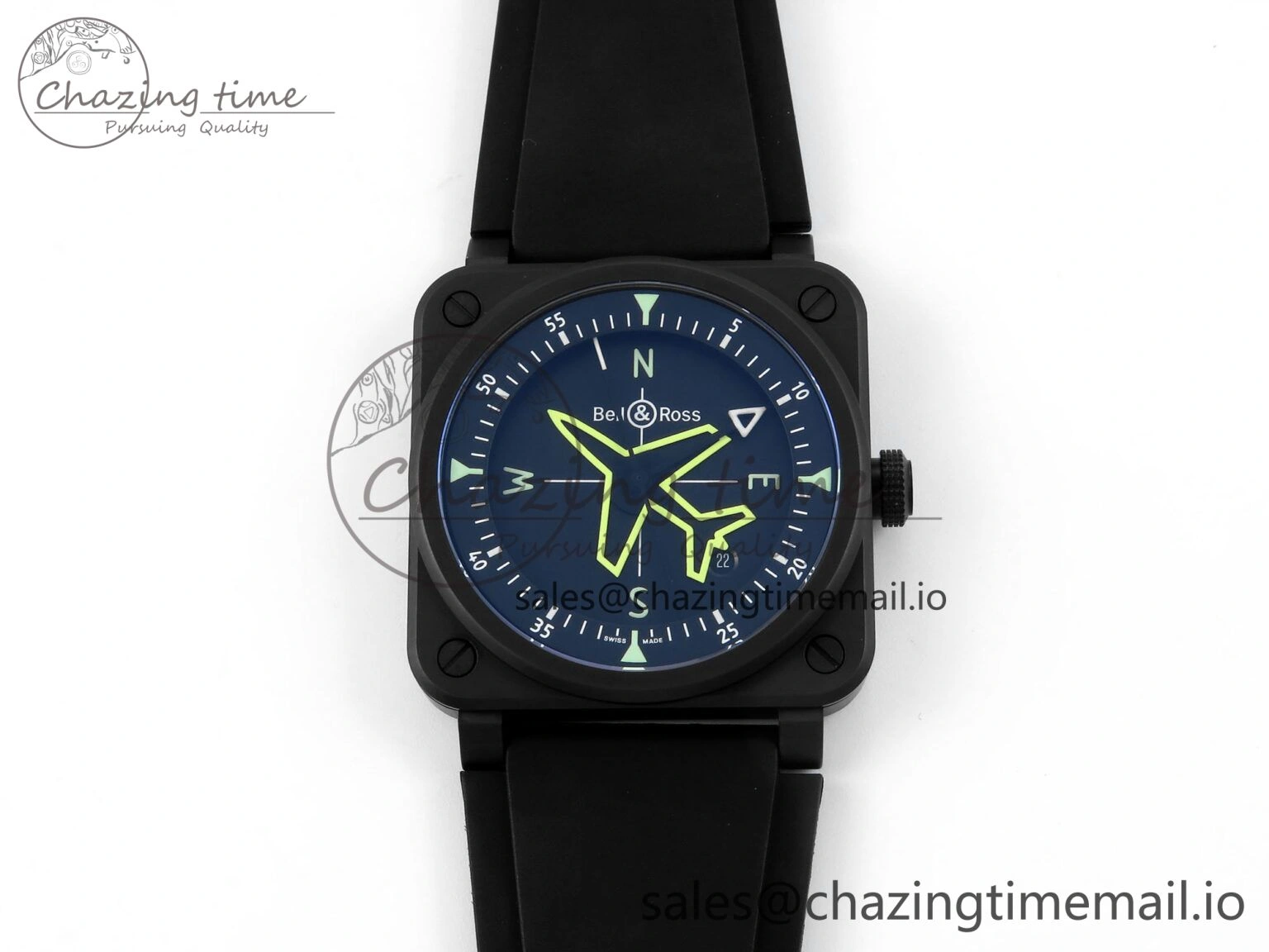 BR03 GyroCompass M+F 1:1 Best Edition Black Dial on Black Rubber Strap A Efficient 5152