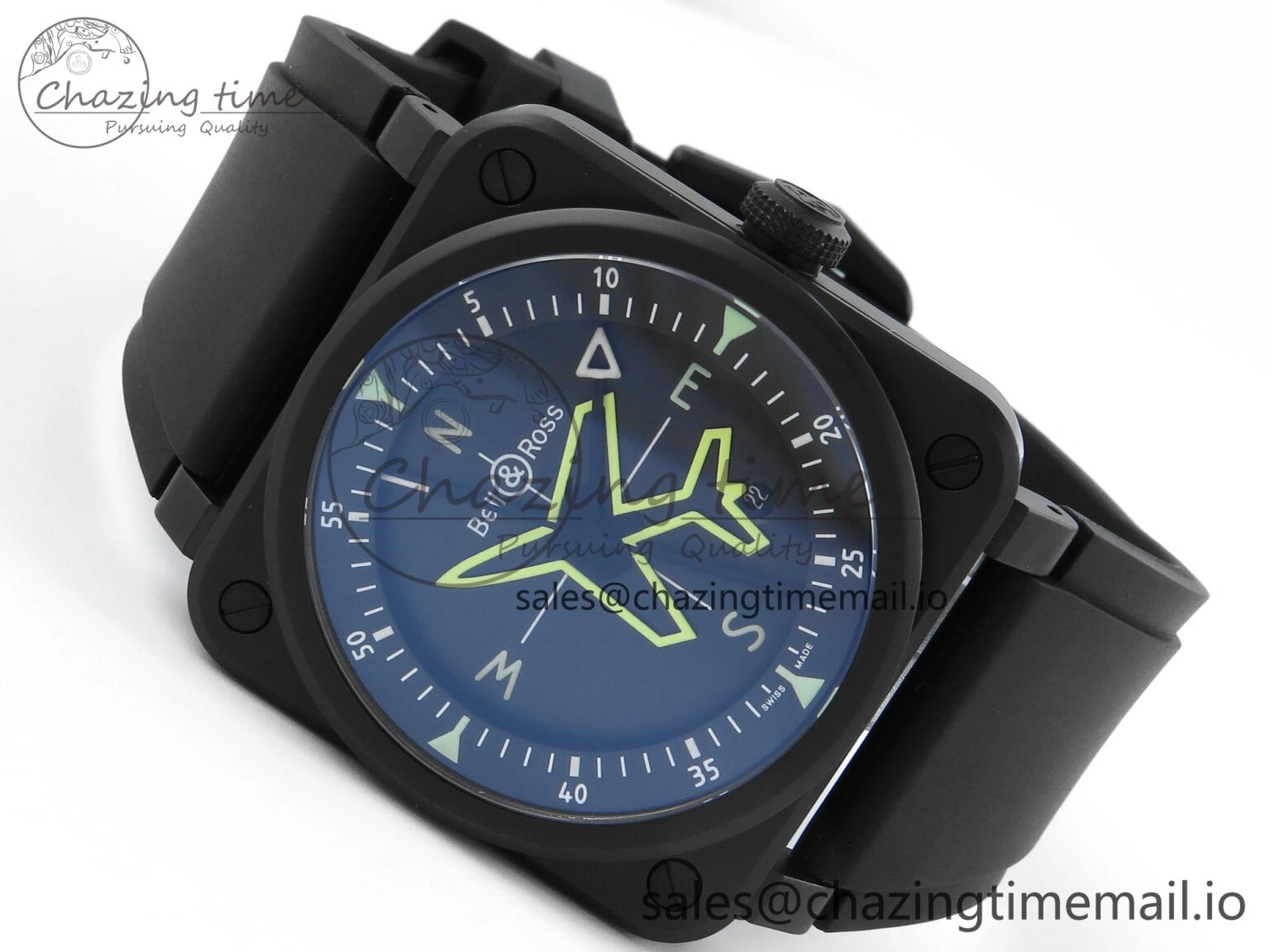 BR03 GyroCompass M+F 1:1 Best Edition Black Dial on Black Rubber Strap A Efficient 5152