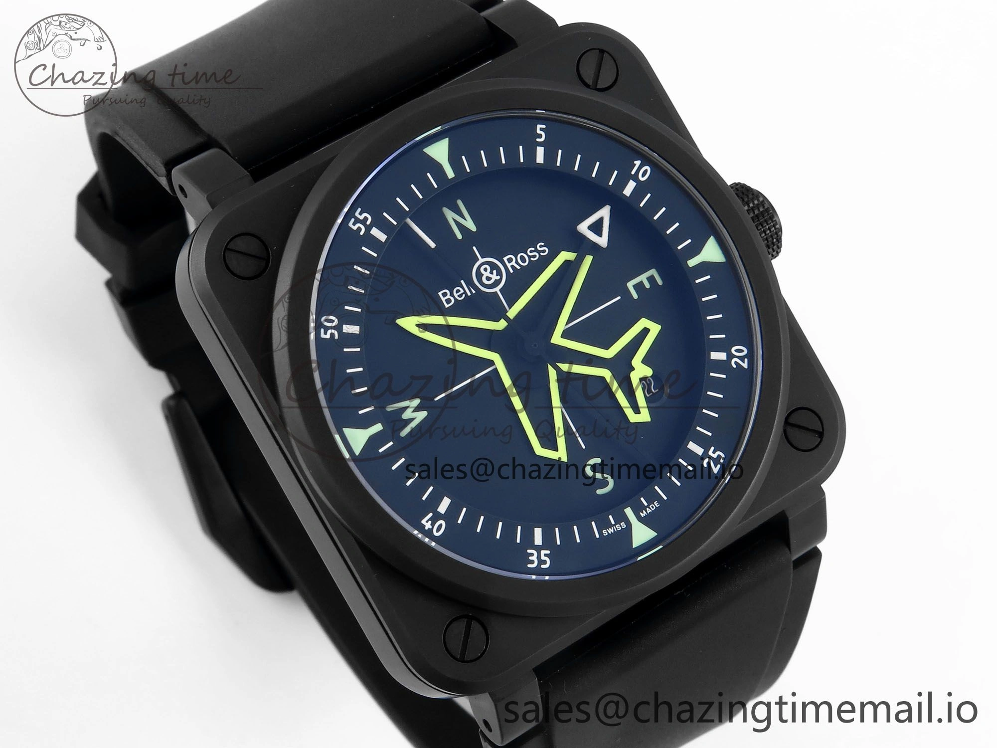 BR03 GyroCompass M+F 1:1 Best Edition Black Dial on Black Rubber Strap A Efficient 5152