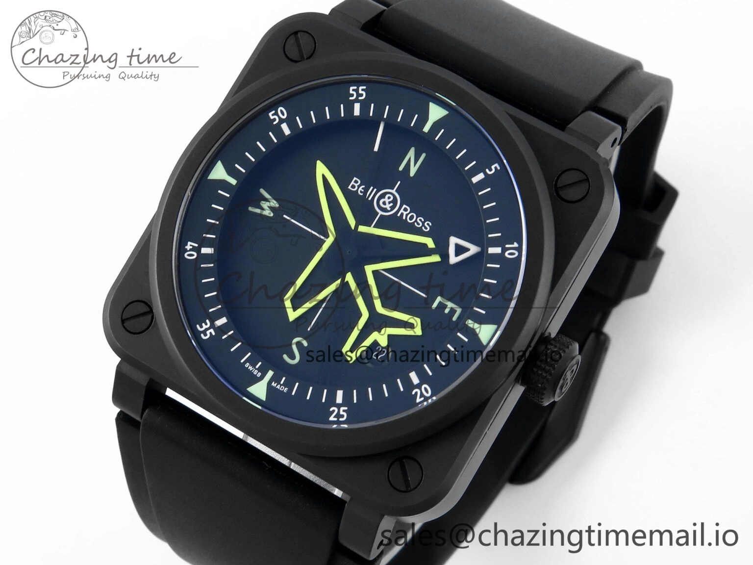 BR03 GyroCompass M+F 1:1 Best Edition Black Dial on Black Rubber Strap A Efficient 5152