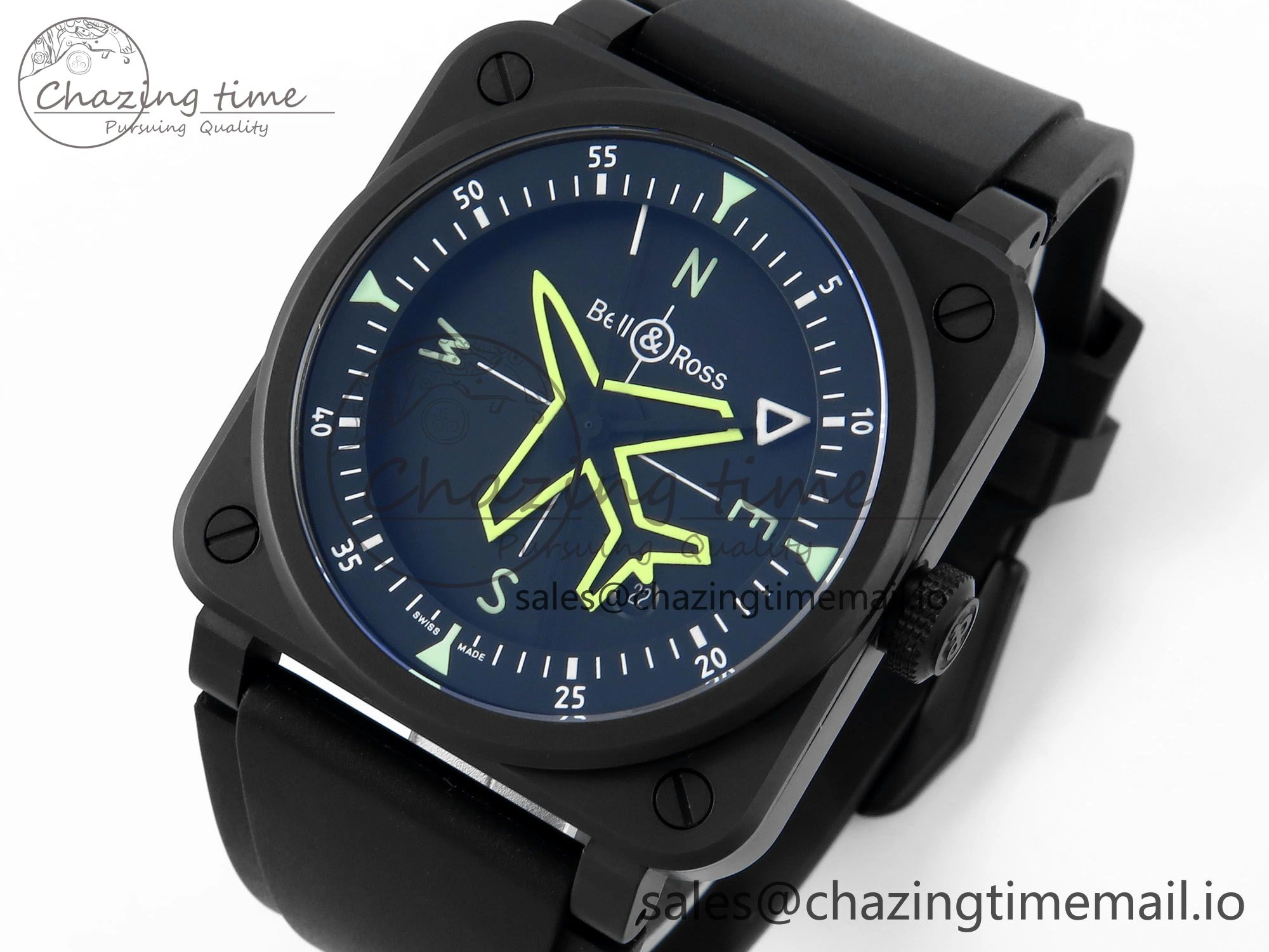 BR03 GyroCompass M+F 1:1 Best Edition Black Dial on Black Rubber Strap A Efficient 5152