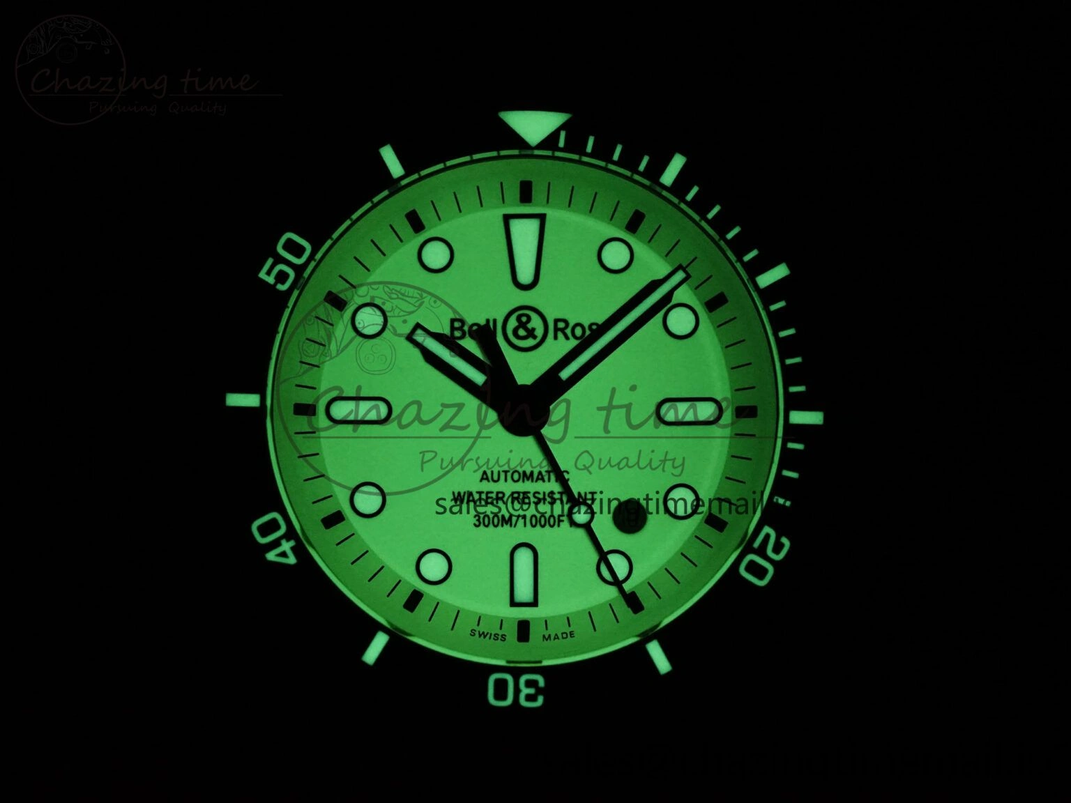 Unisex BR03A Instruments BRF 1:1 Best Edition Pale Green Dial on Black Rubber Strap A 5156