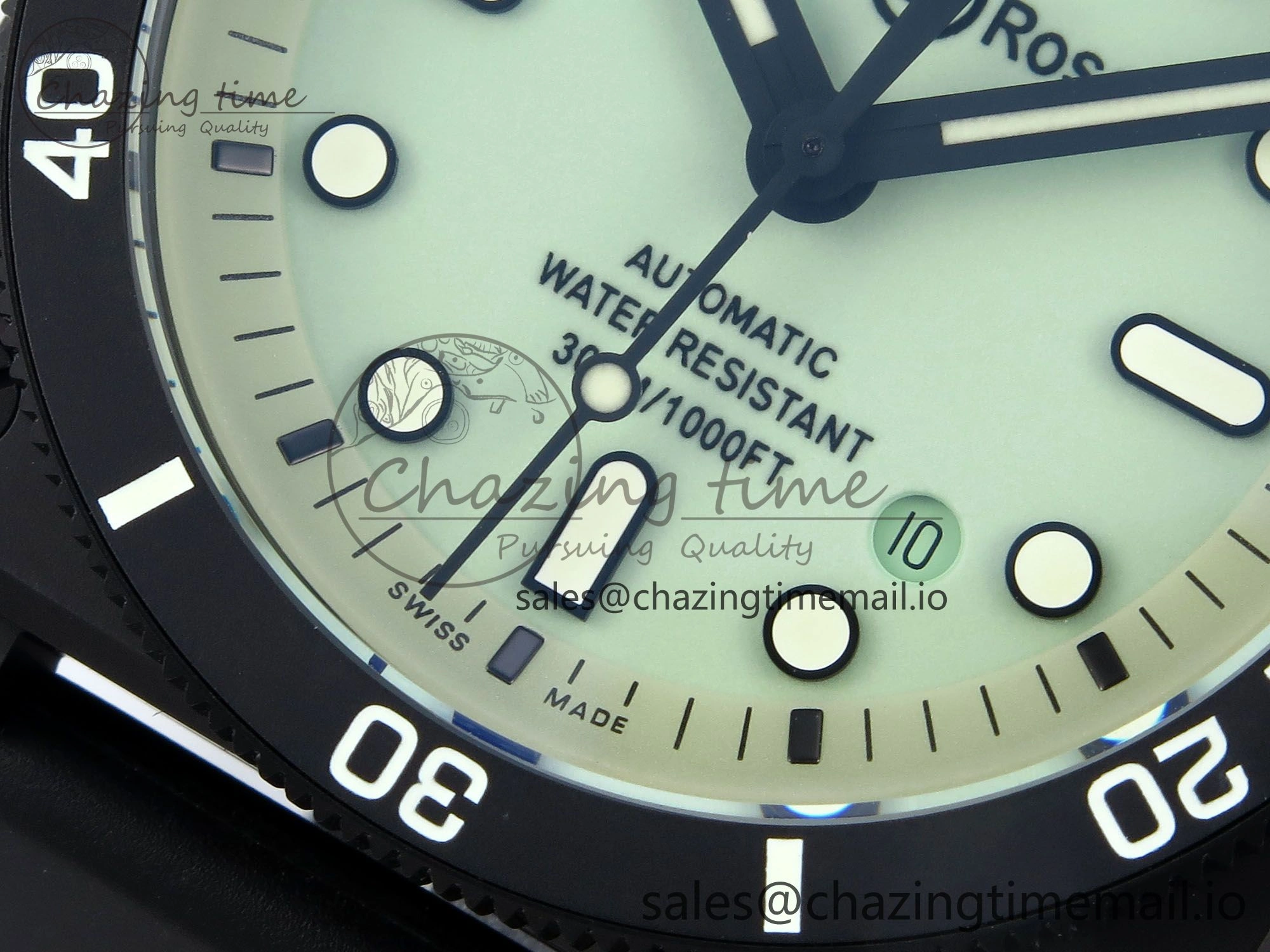 Unisex BR03A Instruments BRF 1:1 Best Edition Pale Green Dial on Black Rubber Strap A 5156