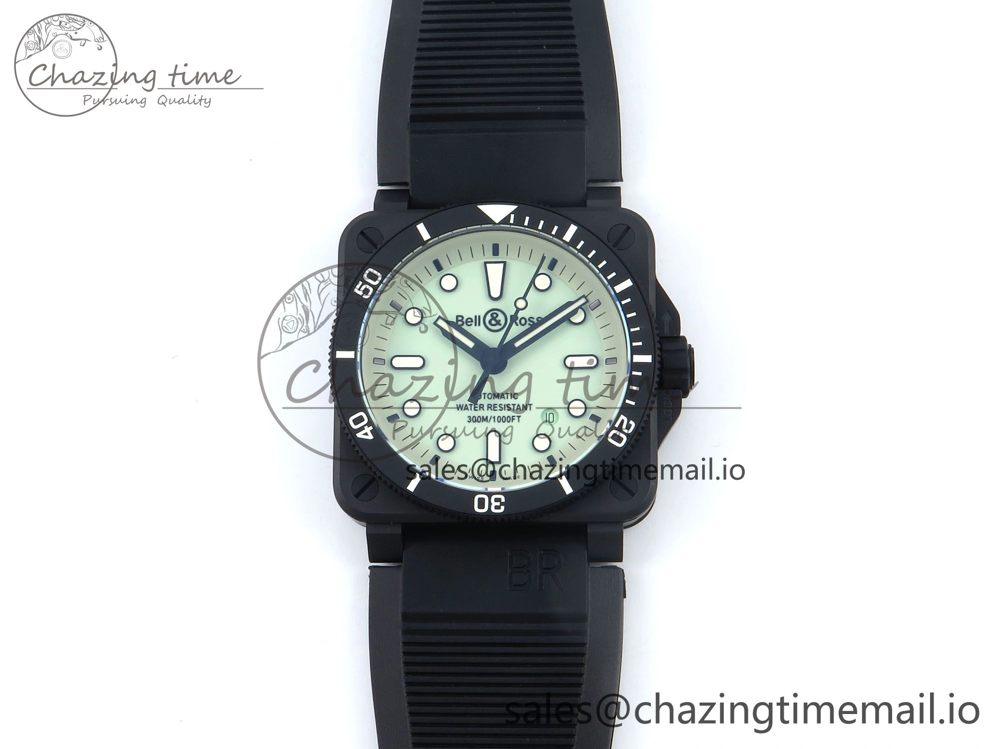 Unisex BR03A Instruments BRF 1:1 Best Edition Pale Green Dial on Black Rubber Strap A 5156