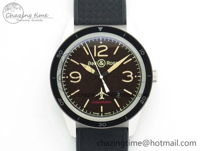 BR123 Vintage 50 Years SS Brown Dial On Black Rubber Strap MIYOTA Attractive 5213