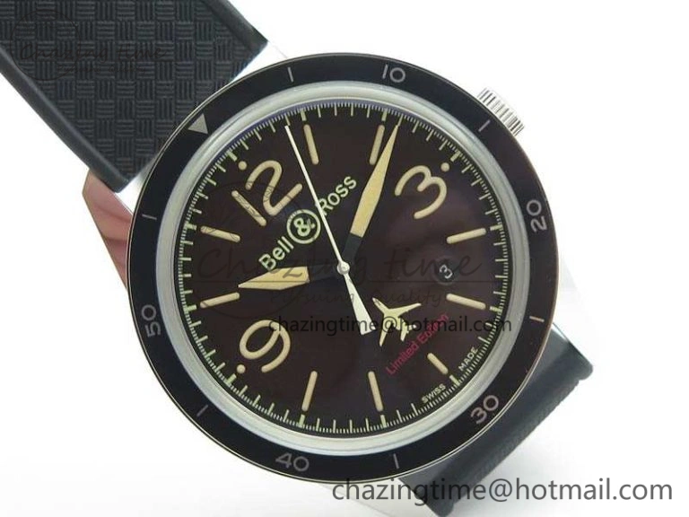 BR123 Vintage 50 Years SS Brown Dial On Black Rubber Strap MIYOTA Attractive 5213