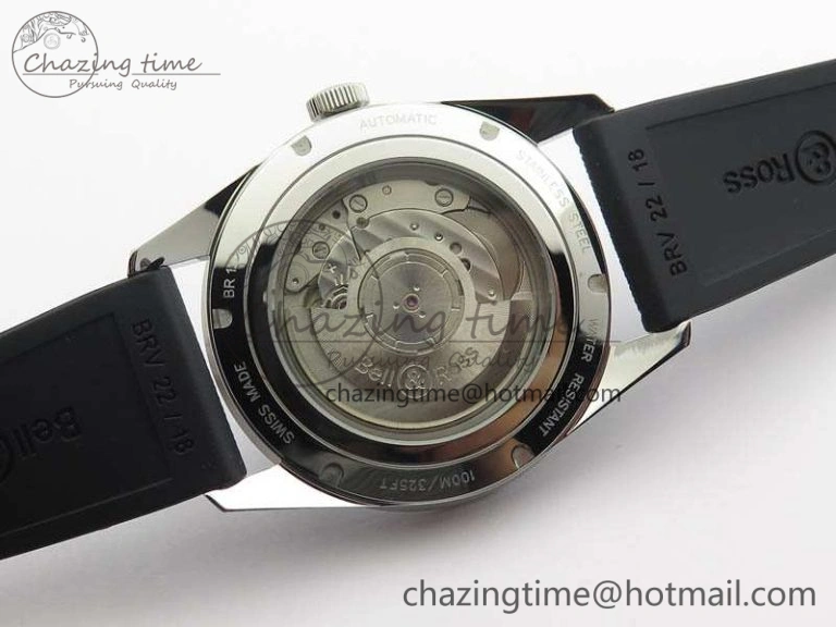 BR123 Vintage SS Brown Dial On Black Rubber Strap MIYOTA FastDry 5215