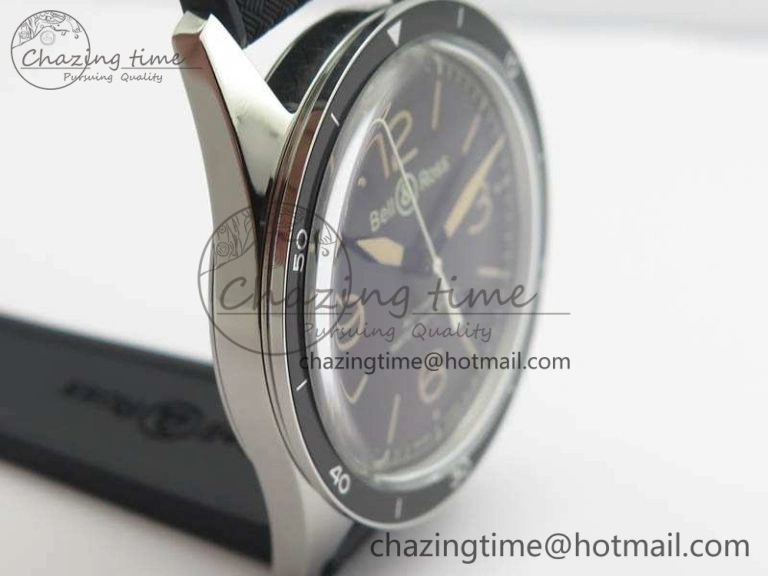BR123 Vintage SS Brown Dial On Black Rubber Strap MIYOTA FastDry 5215
