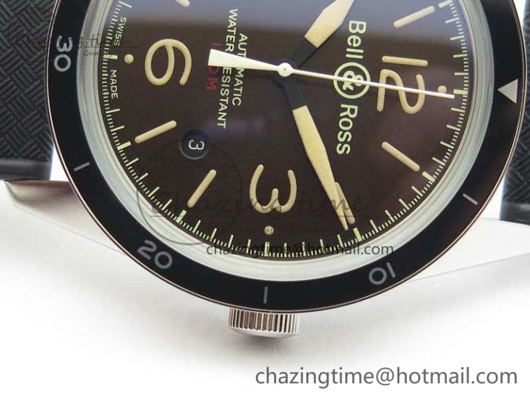 BR123 Vintage SS Brown Dial On Black Rubber Strap MIYOTA FastDry 5215