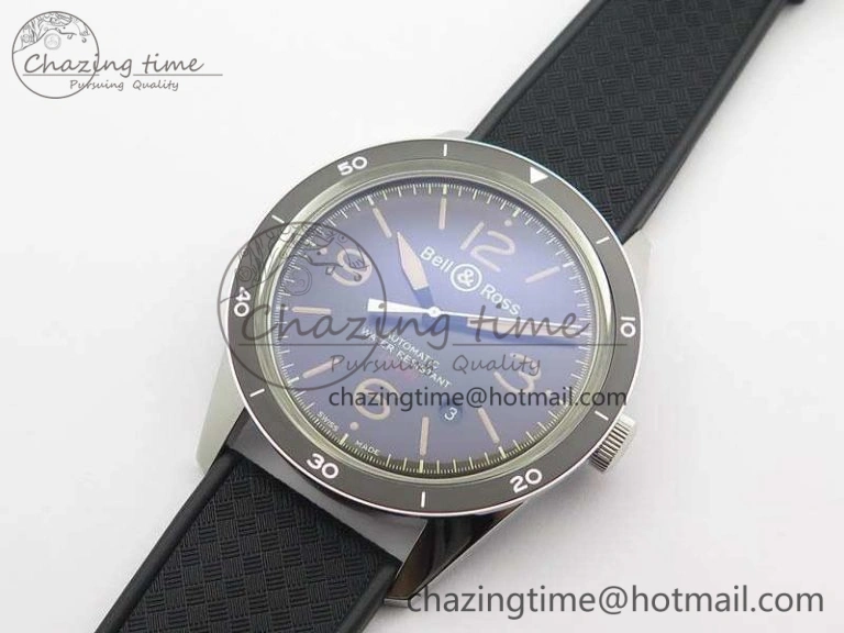 BR123 Vintage SS Brown Dial On Black Rubber Strap MIYOTA FastDry 5215