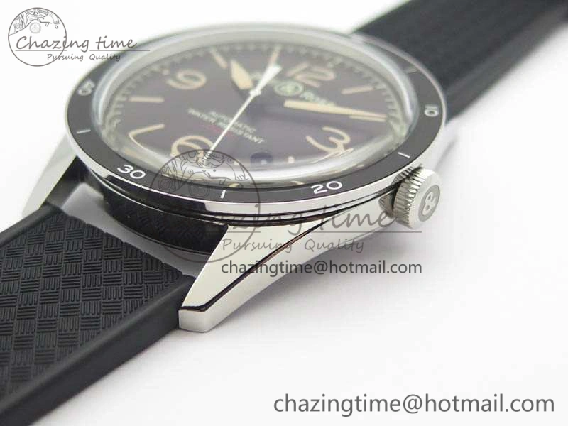BR123 Vintage SS Brown Dial On Black Rubber Strap MIYOTA FastDry 5215