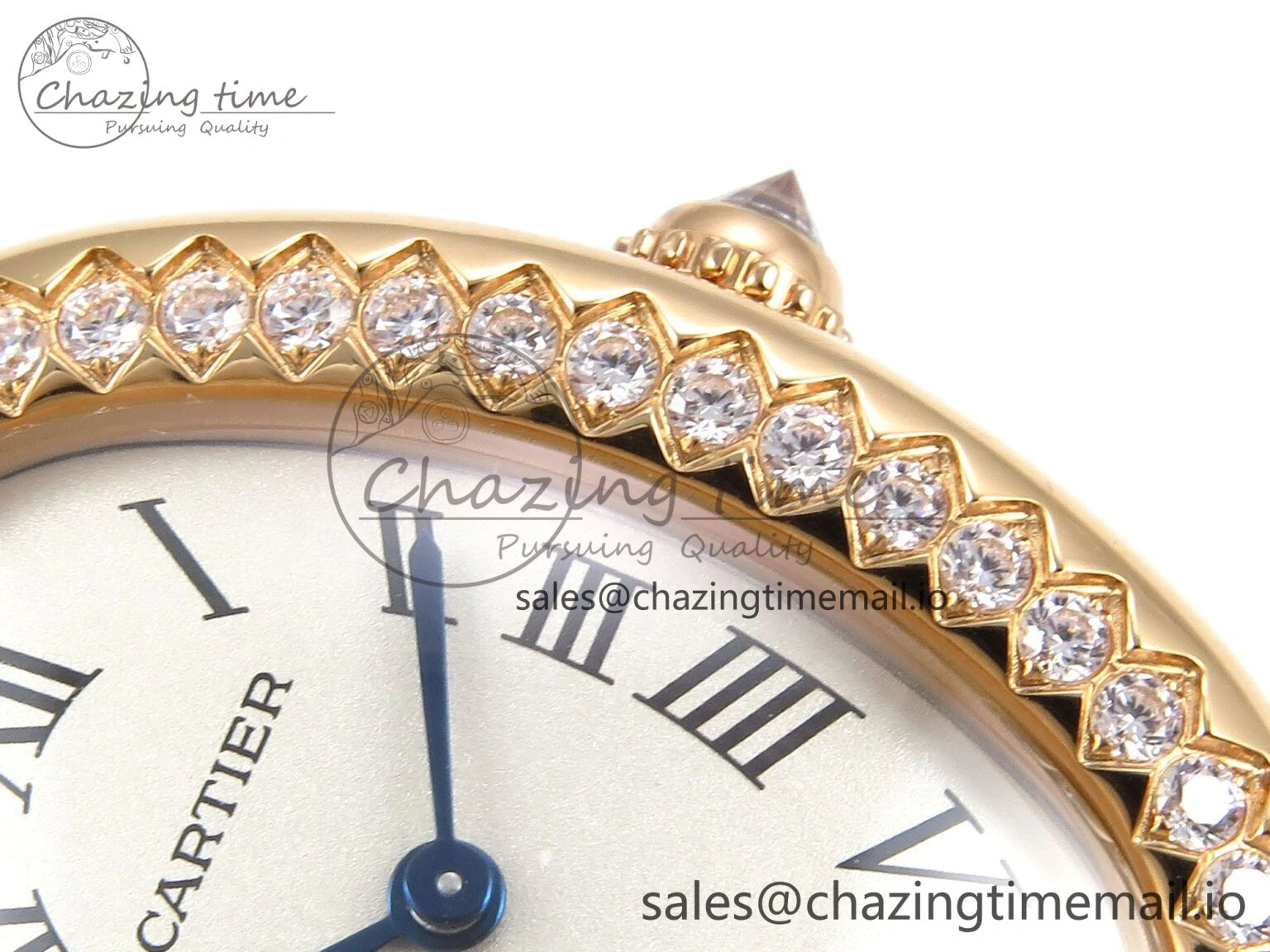 Fashionable Baignoire De Cartier RG AF 1:1 Best Edition Silver Dial Diamonds Bezel on Red Leather Strap Ronda Quartz 5863