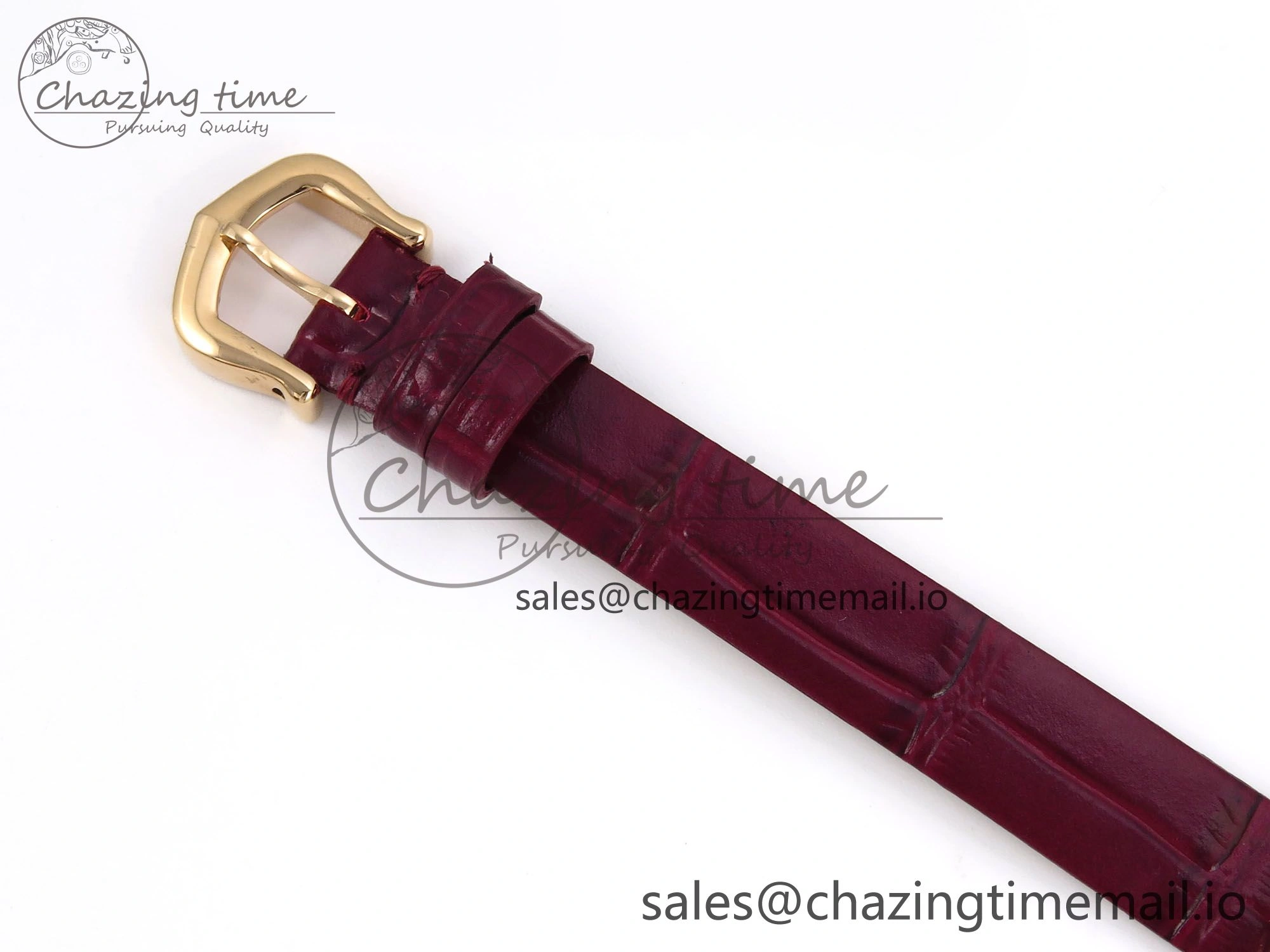 Fashionable Baignoire De Cartier RG AF 1:1 Best Edition Silver Dial Diamonds Bezel on Red Leather Strap Ronda Quartz 5863