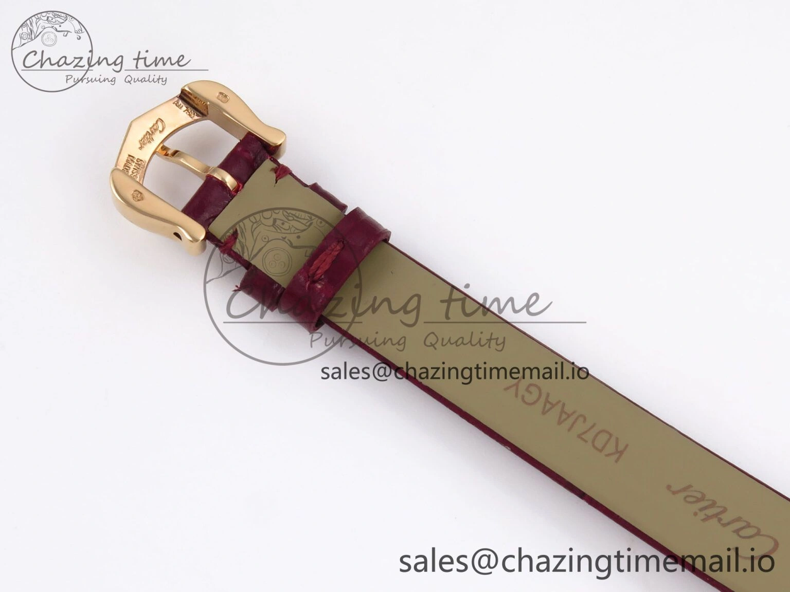 Fashionable Baignoire De Cartier RG AF 1:1 Best Edition Silver Dial Diamonds Bezel on Red Leather Strap Ronda Quartz 5863