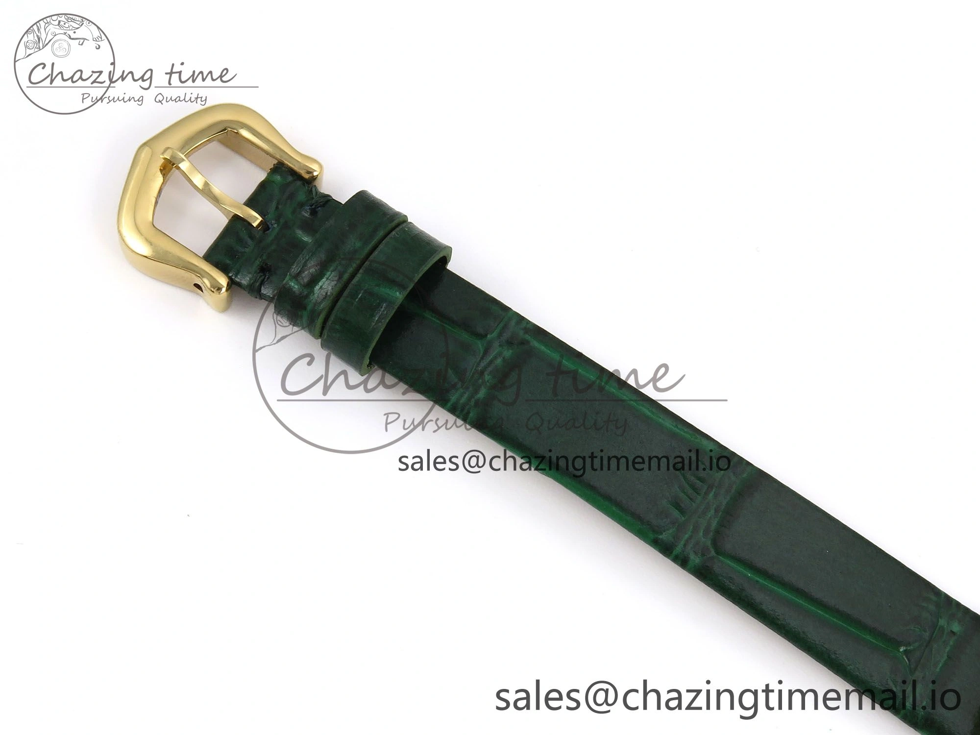 FlexibleFit Baignoire De Cartier YG AF 1:1 Best Edition Silver Dial Diamonds Bezel on Green Leather Strap Ronda Quartz 5861