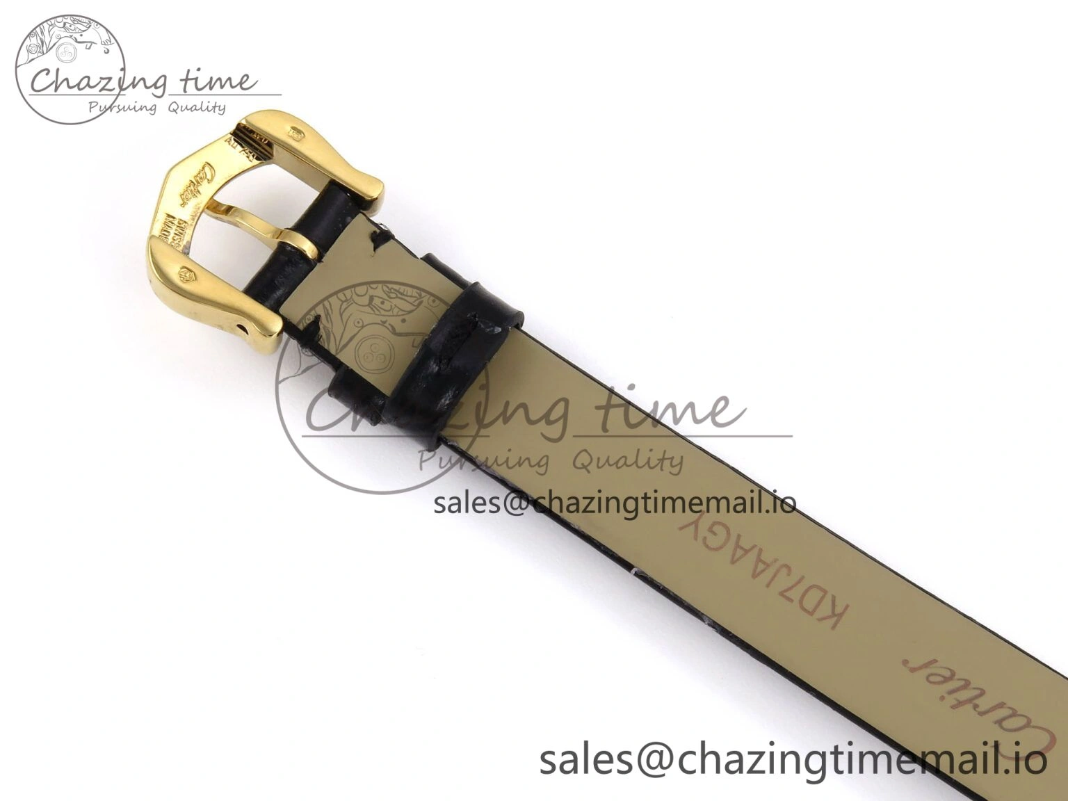 Lightweight Baignoire De Cartier YG AF 1:1 Best Edition Silver Dial on Black Leather Strap Ronda Quartz 5865