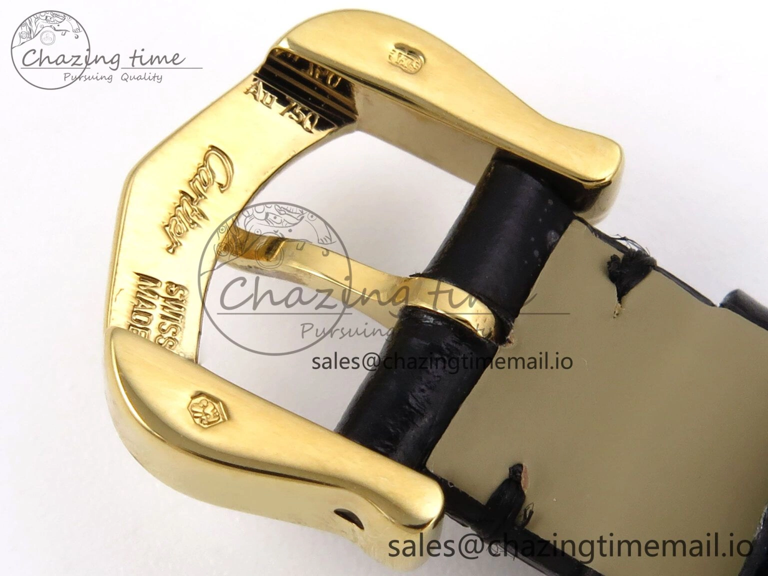 Lightweight Baignoire De Cartier YG AF 1:1 Best Edition Silver Dial on Black Leather Strap Ronda Quartz 5865