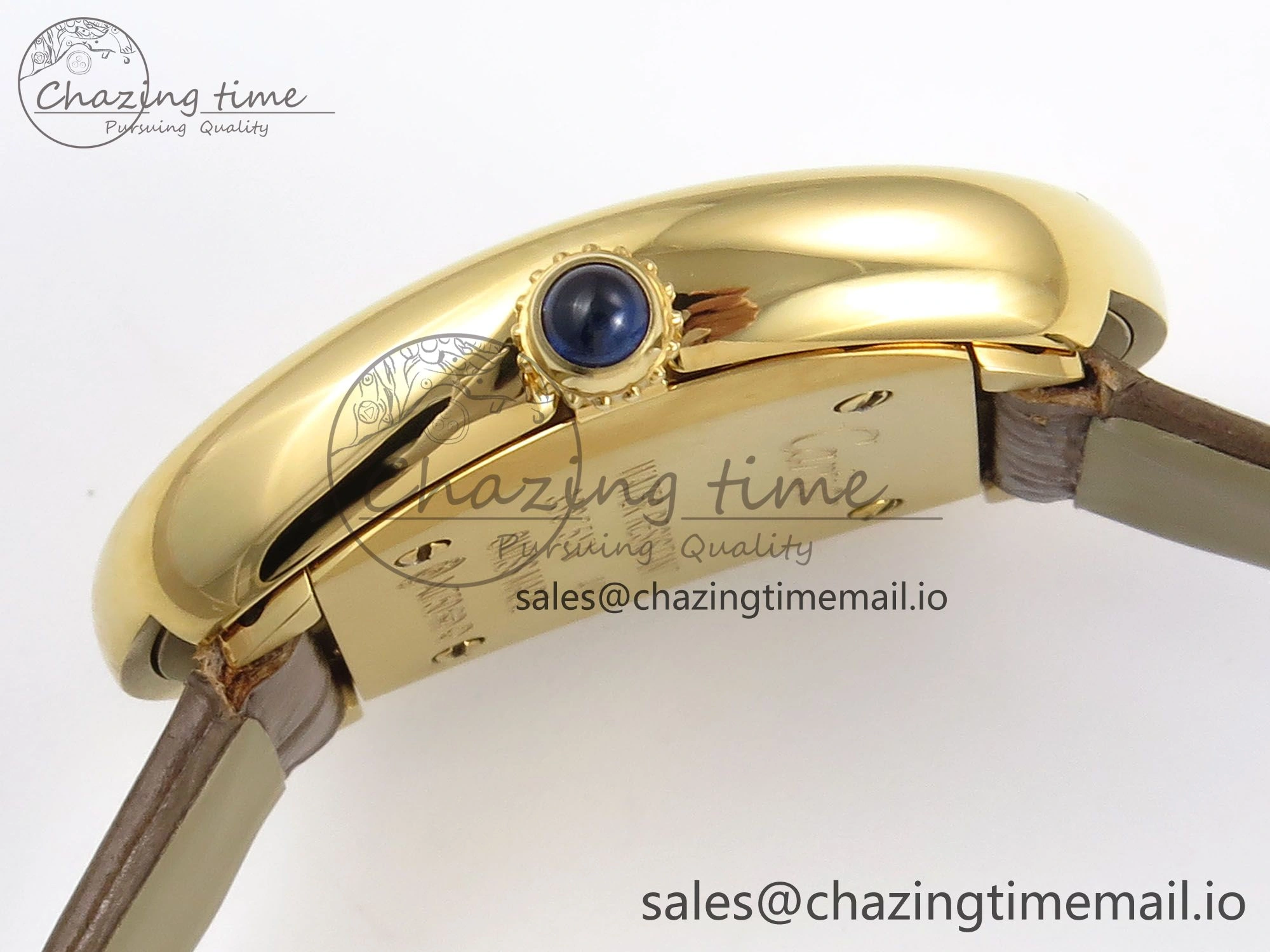 SmartChoice Baignoire De Cartier YG AF 1:1 Best Edition Silver Dial on Brown Leather Strap Ronda Quartz 5862