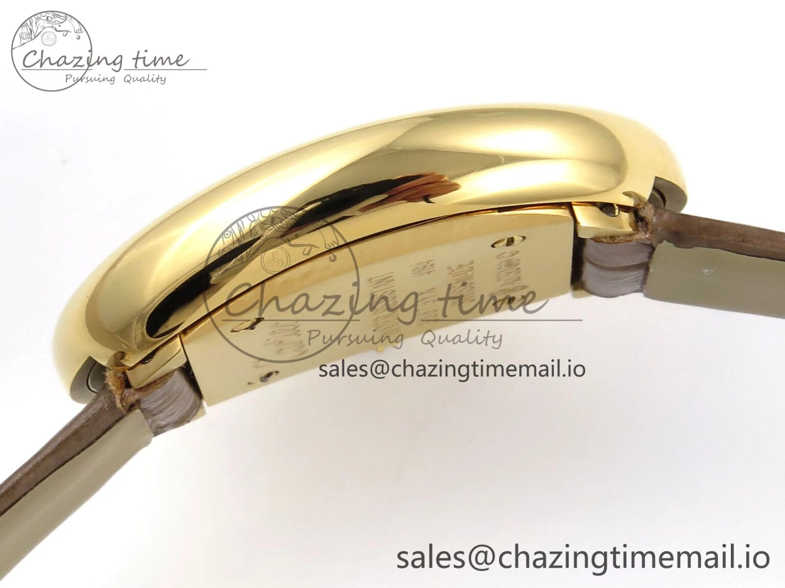 SmartChoice Baignoire De Cartier YG AF 1:1 Best Edition Silver Dial on Brown Leather Strap Ronda Quartz 5862