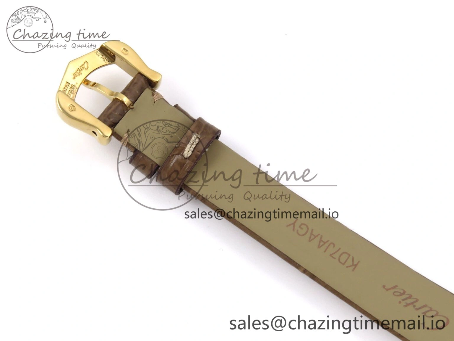 SmartChoice Baignoire De Cartier YG AF 1:1 Best Edition Silver Dial on Brown Leather Strap Ronda Quartz 5862
