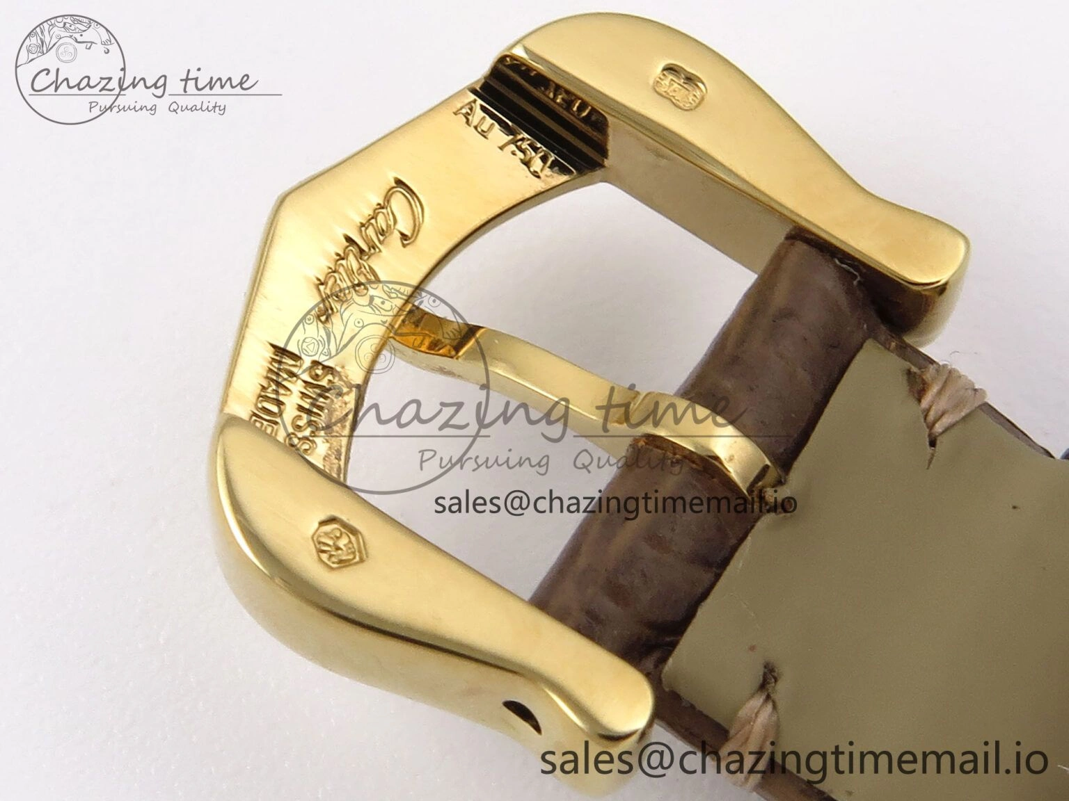 SmartChoice Baignoire De Cartier YG AF 1:1 Best Edition Silver Dial on Brown Leather Strap Ronda Quartz 5862