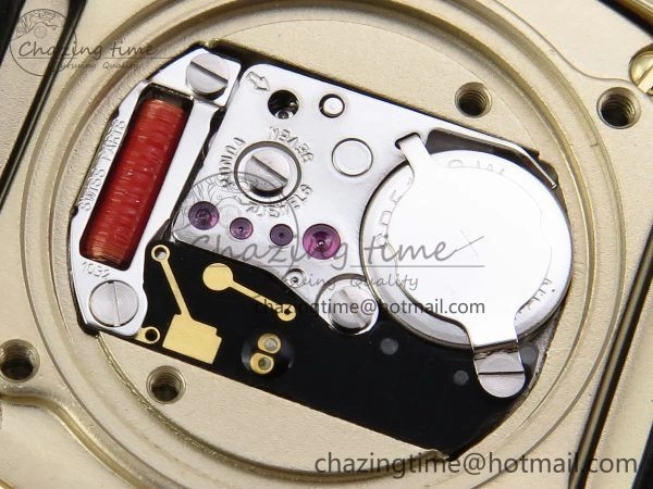 Popular Baignoire De Cartier YG DRF 1:1 Best Edition Silver Dial on Black Leather Strap Swiss Quartz 5963